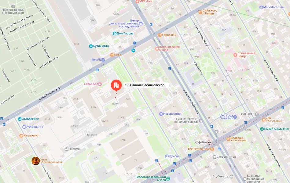 Карта с адресом офиса PortalGPT в Санкт-Петербурге